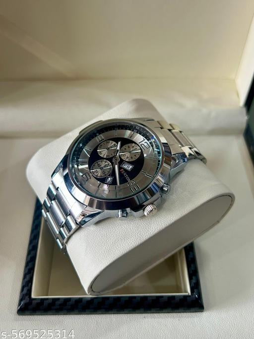 Luxury Stainless Steel Analog Chronograph Men’s Watch | Premium Silver Di