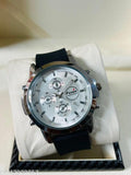 FENIX Premium Chronograph Men’s Watch | White Dial & Black Silicone Str