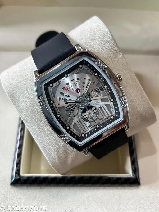 Luxury Skeleton Dial Men’s Watch | Black Silicone Strap | Premium Analog Wrist Watch