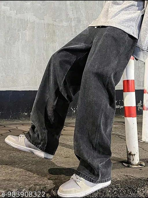 Men’s Premium Oversized Wide Leg Baggy Jeans | Vintage Black Denim Pants