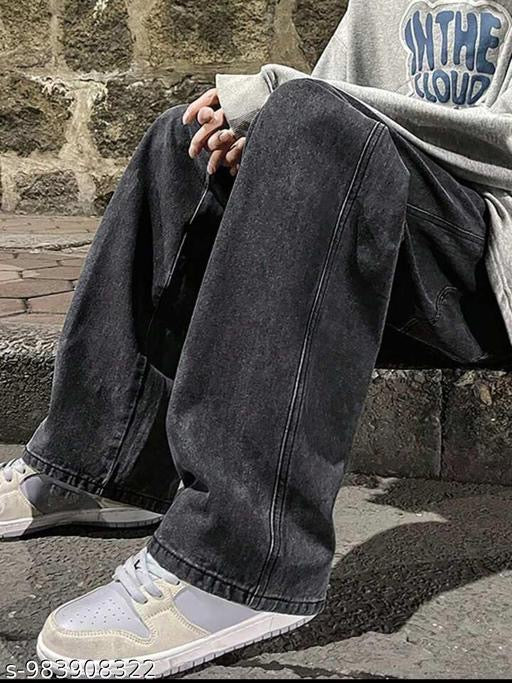 Men’s Premium Oversized Wide Leg Baggy Jeans | Vintage Black Denim Pants