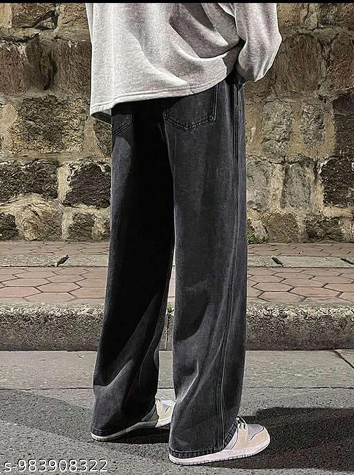 Men’s Premium Oversized Wide Leg Baggy Jeans | Vintage Black Denim Pants