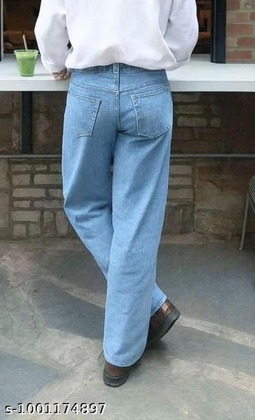 Men’s Classic Light Blue Straight Fit Jeans | Premium Denim Casual Pants